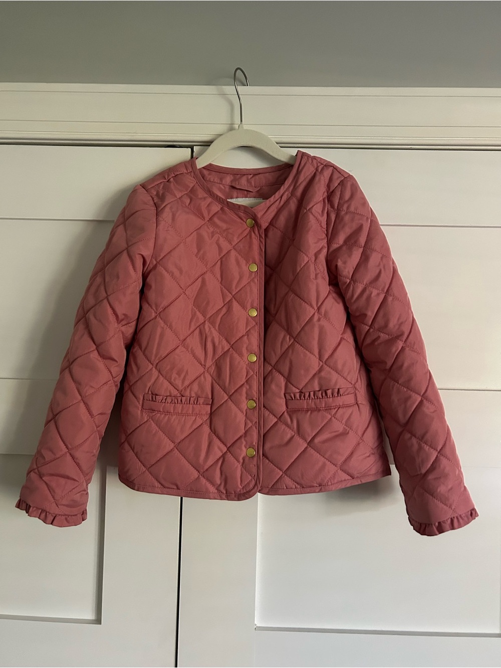 Janie & Jack Girls' Quilted Pink Jacket - Lightweight Button-Front Coat